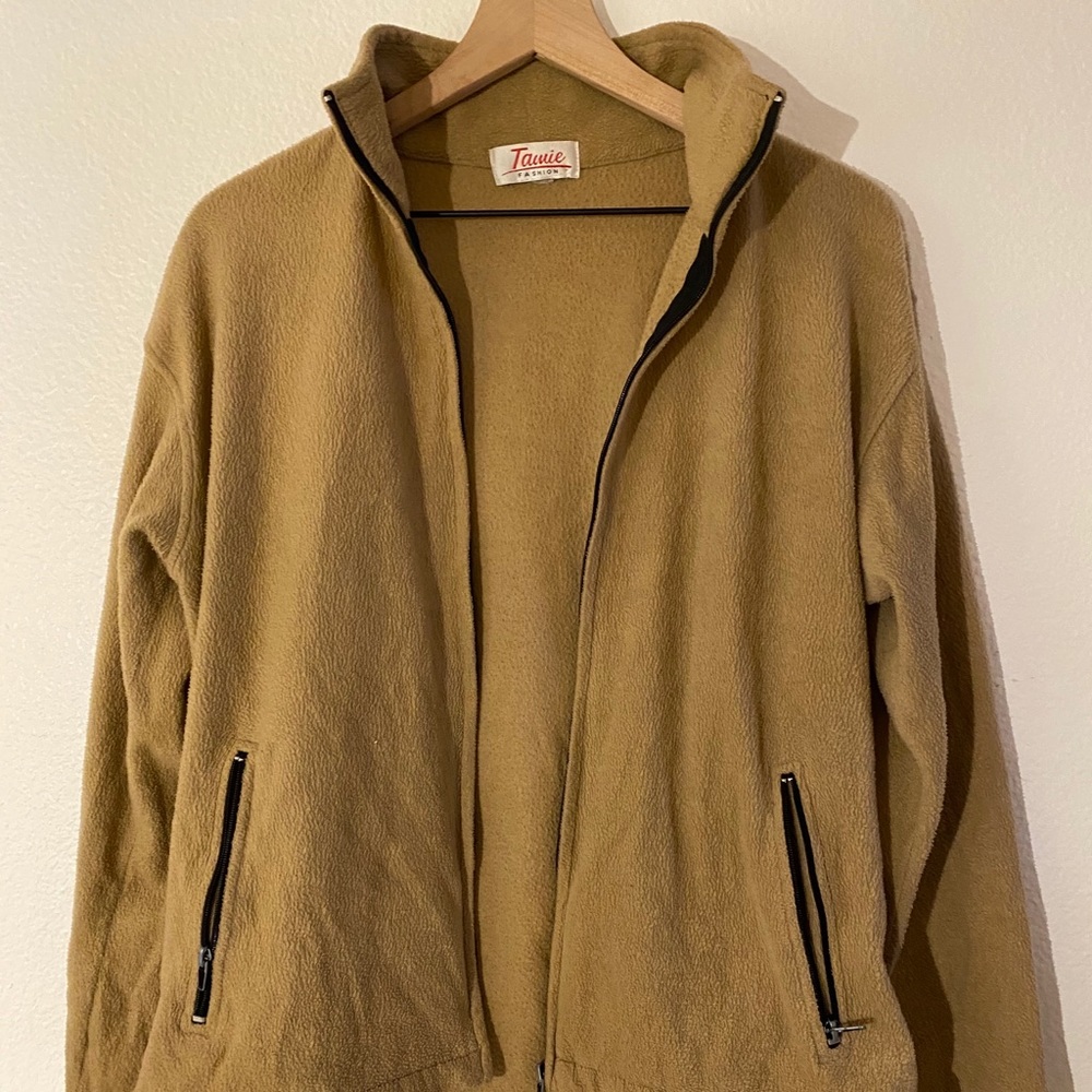 tan fleece zip up